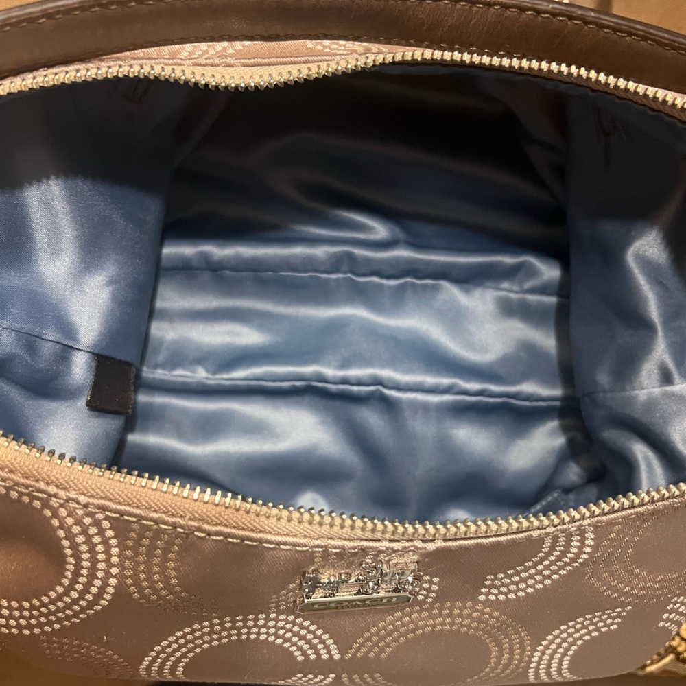 EUC Coach Madison Op Art Shoulder Bag w/charms tan/champagne gold in color - Picture 9 of 15